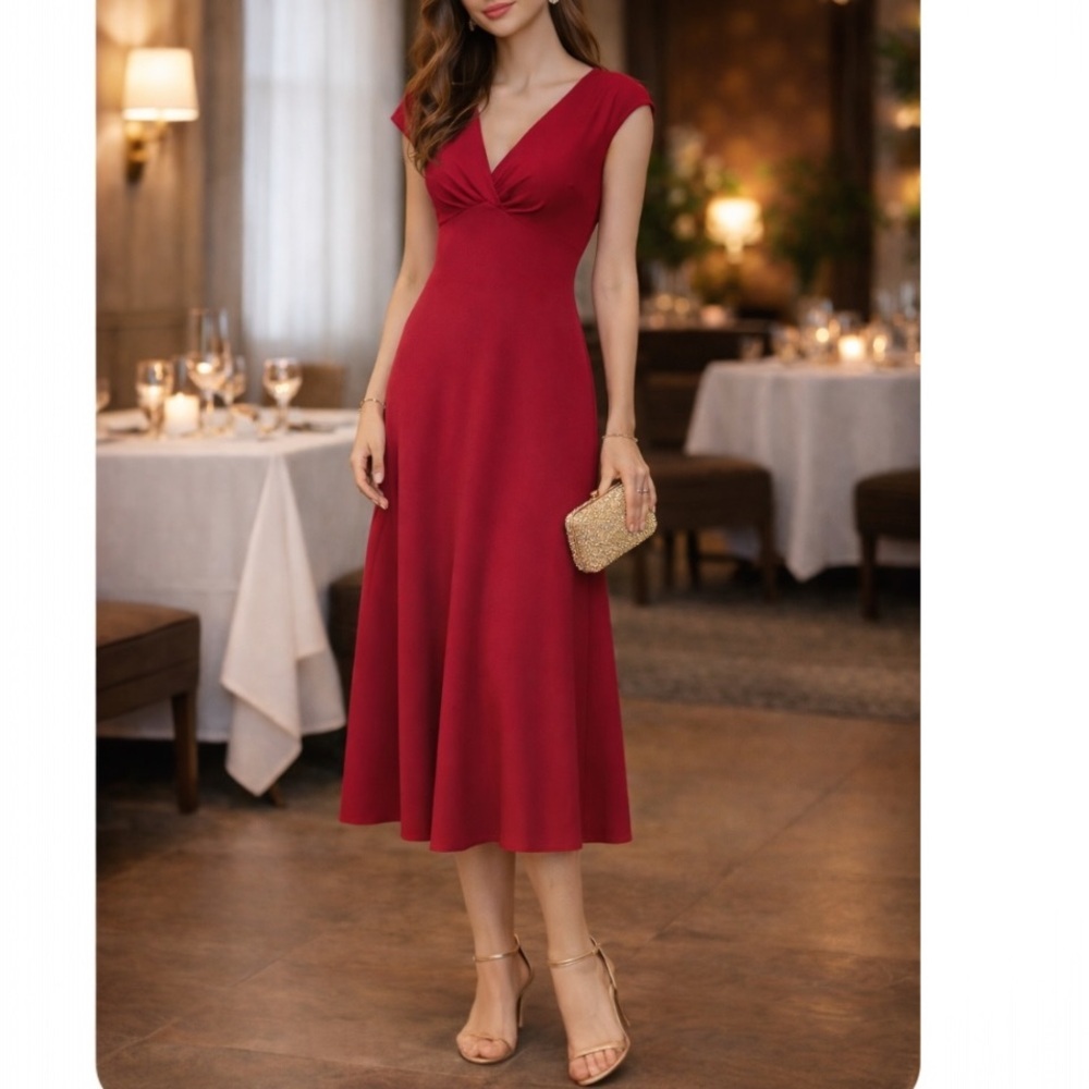 Jones New York Red Midi Dress